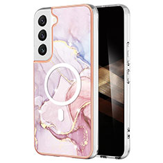 Coque Silicone Motif Fantaisie Souple Couleur Unie Etui Housse avec Mag-Safe Magnetic Magnetique pour Samsung Galaxy S25 Plus 5G Rose