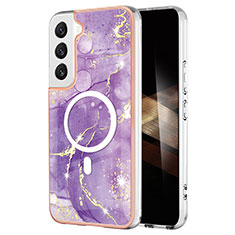 Coque Silicone Motif Fantaisie Souple Couleur Unie Etui Housse avec Mag-Safe Magnetic Magnetique pour Samsung Galaxy S25 Plus 5G Violet