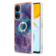 Coque Silicone Motif Fantaisie Souple Couleur Unie Etui Housse avec Support Bague Anneau Y01B pour Huawei Honor X7 Violet