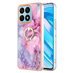 Coque Silicone Motif Fantaisie Souple Couleur Unie Etui Housse avec Support Bague Anneau Y01B pour Huawei Honor X8a 4G Violet Clair