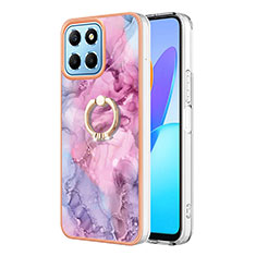 Coque Silicone Motif Fantaisie Souple Couleur Unie Etui Housse avec Support Bague Anneau Y01B pour Huawei Honor X8a 5G Violet Clair