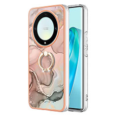 Coque Silicone Motif Fantaisie Souple Couleur Unie Etui Housse avec Support Bague Anneau Y01B pour Huawei Honor X9a 5G Rose