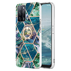 Coque Silicone Motif Fantaisie Souple Couleur Unie Etui Housse avec Support Bague Anneau Y01B pour Oppo A53s 5G Vert Nuit