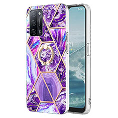 Coque Silicone Motif Fantaisie Souple Couleur Unie Etui Housse avec Support Bague Anneau Y01B pour Oppo A53s 5G Violet