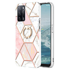 Coque Silicone Motif Fantaisie Souple Couleur Unie Etui Housse avec Support Bague Anneau Y01B pour Oppo A56 5G Rose