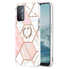 Coque Silicone Motif Fantaisie Souple Couleur Unie Etui Housse avec Support Bague Anneau Y01B pour Oppo A74 5G Rose