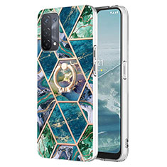 Coque Silicone Motif Fantaisie Souple Couleur Unie Etui Housse avec Support Bague Anneau Y01B pour Oppo A93 5G Vert Nuit