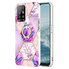 Coque Silicone Motif Fantaisie Souple Couleur Unie Etui Housse avec Support Bague Anneau Y01B pour Oppo A94 5G Violet Clair