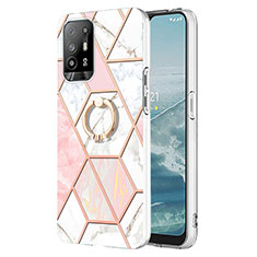 Coque Silicone Motif Fantaisie Souple Couleur Unie Etui Housse avec Support Bague Anneau Y01B pour Oppo A95 5G Rose