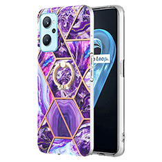 Coque Silicone Motif Fantaisie Souple Couleur Unie Etui Housse avec Support Bague Anneau Y01B pour Oppo K10 4G Violet