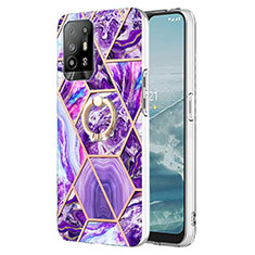 Coque Silicone Motif Fantaisie Souple Couleur Unie Etui Housse avec Support Bague Anneau Y01B pour Oppo Reno5 Z 5G Violet