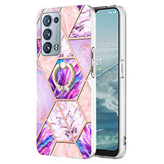 Coque Silicone Motif Fantaisie Souple Couleur Unie Etui Housse avec Support Bague Anneau Y01B pour Oppo Reno6 Pro+ Plus 5G Violet Clair