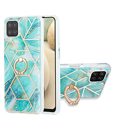 Coque Silicone Motif Fantaisie Souple Couleur Unie Etui Housse avec Support Bague Anneau Y01B pour Samsung Galaxy A12 Nacho Pastel Vert