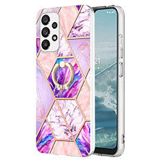 Coque Silicone Motif Fantaisie Souple Couleur Unie Etui Housse avec Support Bague Anneau Y01B pour Samsung Galaxy A13 4G Violet Clair