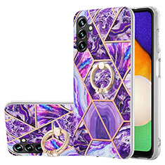 Coque Silicone Motif Fantaisie Souple Couleur Unie Etui Housse avec Support Bague Anneau Y01B pour Samsung Galaxy A13 5G Violet