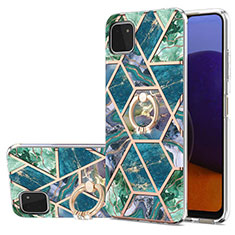 Coque Silicone Motif Fantaisie Souple Couleur Unie Etui Housse avec Support Bague Anneau Y01B pour Samsung Galaxy A22s 5G Vert Nuit