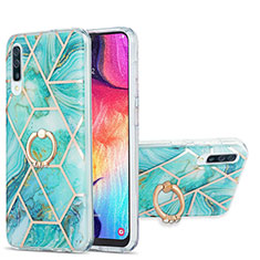 Coque Silicone Motif Fantaisie Souple Couleur Unie Etui Housse avec Support Bague Anneau Y01B pour Samsung Galaxy A30S Pastel Vert