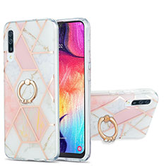 Coque Silicone Motif Fantaisie Souple Couleur Unie Etui Housse avec Support Bague Anneau Y01B pour Samsung Galaxy A30S Rose