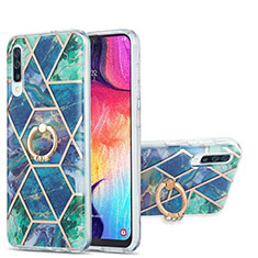 Coque Silicone Motif Fantaisie Souple Couleur Unie Etui Housse avec Support Bague Anneau Y01B pour Samsung Galaxy A30S Vert Nuit