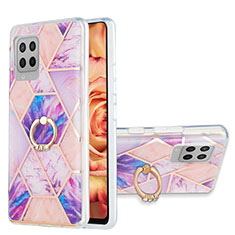 Coque Silicone Motif Fantaisie Souple Couleur Unie Etui Housse avec Support Bague Anneau Y01B pour Samsung Galaxy A42 5G Violet Clair