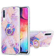 Coque Silicone Motif Fantaisie Souple Couleur Unie Etui Housse avec Support Bague Anneau Y01B pour Samsung Galaxy A50S Violet Clair