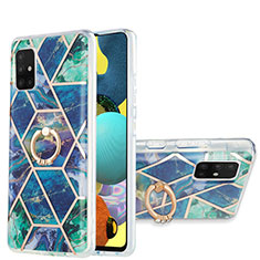 Coque Silicone Motif Fantaisie Souple Couleur Unie Etui Housse avec Support Bague Anneau Y01B pour Samsung Galaxy A51 4G Vert Nuit