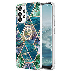 Coque Silicone Motif Fantaisie Souple Couleur Unie Etui Housse avec Support Bague Anneau Y01B pour Samsung Galaxy A53 5G Vert Nuit