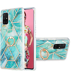 Coque Silicone Motif Fantaisie Souple Couleur Unie Etui Housse avec Support Bague Anneau Y01B pour Samsung Galaxy A71 4G A715 Pastel Vert