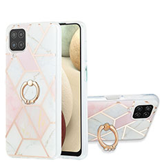 Coque Silicone Motif Fantaisie Souple Couleur Unie Etui Housse avec Support Bague Anneau Y01B pour Samsung Galaxy F12 Rose