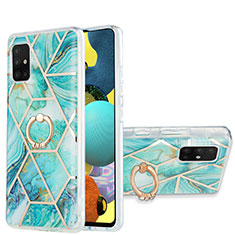 Coque Silicone Motif Fantaisie Souple Couleur Unie Etui Housse avec Support Bague Anneau Y01B pour Samsung Galaxy M40S Pastel Vert