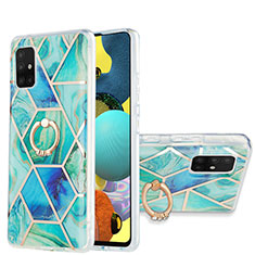 Coque Silicone Motif Fantaisie Souple Couleur Unie Etui Housse avec Support Bague Anneau Y01B pour Samsung Galaxy M40S Vert