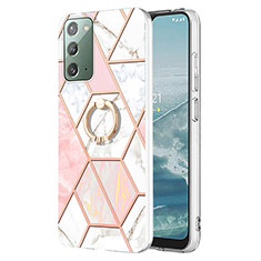 Coque Silicone Motif Fantaisie Souple Couleur Unie Etui Housse avec Support Bague Anneau Y01B pour Samsung Galaxy Note 20 5G Rose