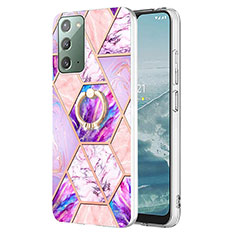 Coque Silicone Motif Fantaisie Souple Couleur Unie Etui Housse avec Support Bague Anneau Y01B pour Samsung Galaxy Note 20 5G Violet Clair