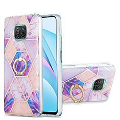 Coque Silicone Motif Fantaisie Souple Couleur Unie Etui Housse avec Support Bague Anneau Y01B pour Xiaomi Mi 10i 5G Violet Clair