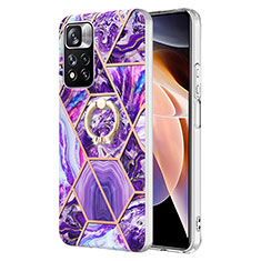 Coque Silicone Motif Fantaisie Souple Couleur Unie Etui Housse avec Support Bague Anneau Y01B pour Xiaomi Mi 11i 5G (2022) Violet