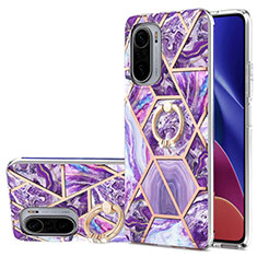 Coque Silicone Motif Fantaisie Souple Couleur Unie Etui Housse avec Support Bague Anneau Y01B pour Xiaomi Mi 11X Pro 5G Violet