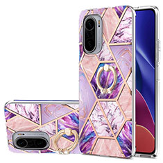 Coque Silicone Motif Fantaisie Souple Couleur Unie Etui Housse avec Support Bague Anneau Y01B pour Xiaomi Mi 11X Pro 5G Violet Clair