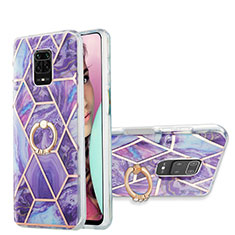 Coque Silicone Motif Fantaisie Souple Couleur Unie Etui Housse avec Support Bague Anneau Y01B pour Xiaomi Poco M2 Pro Violet