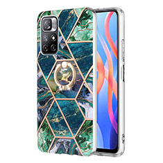 Coque Silicone Motif Fantaisie Souple Couleur Unie Etui Housse avec Support Bague Anneau Y01B pour Xiaomi Poco M4 Pro 5G Vert Nuit