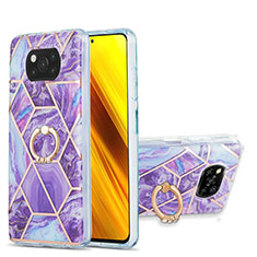 Coque Silicone Motif Fantaisie Souple Couleur Unie Etui Housse avec Support Bague Anneau Y01B pour Xiaomi Poco X3 Pro Violet