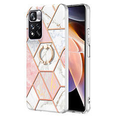 Coque Silicone Motif Fantaisie Souple Couleur Unie Etui Housse avec Support Bague Anneau Y01B pour Xiaomi Poco X4 NFC Rose