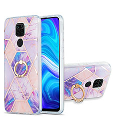 Coque Silicone Motif Fantaisie Souple Couleur Unie Etui Housse avec Support Bague Anneau Y01B pour Xiaomi Redmi 10X 4G Violet Clair