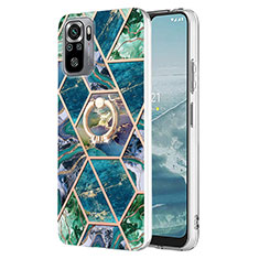 Coque Silicone Motif Fantaisie Souple Couleur Unie Etui Housse avec Support Bague Anneau Y01B pour Xiaomi Redmi Note 10 4G Vert Nuit