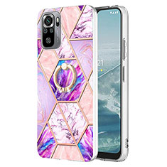 Coque Silicone Motif Fantaisie Souple Couleur Unie Etui Housse avec Support Bague Anneau Y01B pour Xiaomi Redmi Note 10 4G Violet Clair