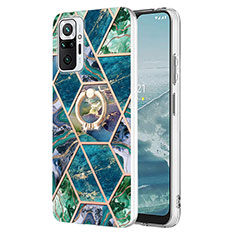 Coque Silicone Motif Fantaisie Souple Couleur Unie Etui Housse avec Support Bague Anneau Y01B pour Xiaomi Redmi Note 10 Pro 4G Vert Nuit