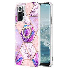 Coque Silicone Motif Fantaisie Souple Couleur Unie Etui Housse avec Support Bague Anneau Y01B pour Xiaomi Redmi Note 10 Pro 4G Violet Clair