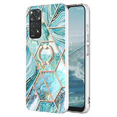 Coque Silicone Motif Fantaisie Souple Couleur Unie Etui Housse avec Support Bague Anneau Y01B pour Xiaomi Redmi Note 11 4G (2022) Pastel Vert