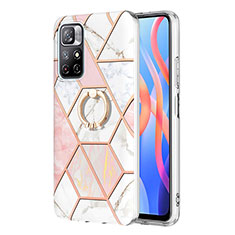 Coque Silicone Motif Fantaisie Souple Couleur Unie Etui Housse avec Support Bague Anneau Y01B pour Xiaomi Redmi Note 11S 5G Rose