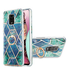 Coque Silicone Motif Fantaisie Souple Couleur Unie Etui Housse avec Support Bague Anneau Y01B pour Xiaomi Redmi Note 9S Vert Nuit