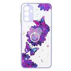 Coque Silicone Motif Fantaisie Souple Couleur Unie Etui Housse avec Support Bague Anneau Y01X pour Samsung Galaxy A13 5G Violet